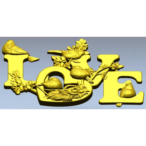 LOVE - 3D модель в формате STL с птицами и гнездом для ЧПУ