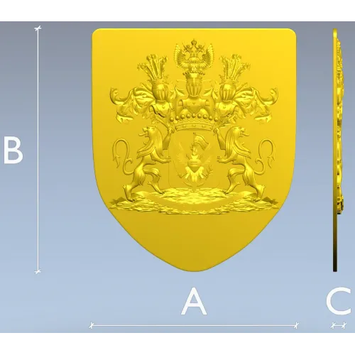 Heraldic Shield STL - Family Coat of Arms 3D Model for CNC