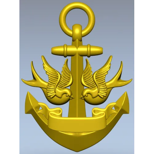 Anchor with Swallows - STL 3D model for CNC