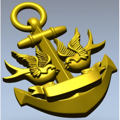 Anchor with Swallows - STL 3D model for CNC