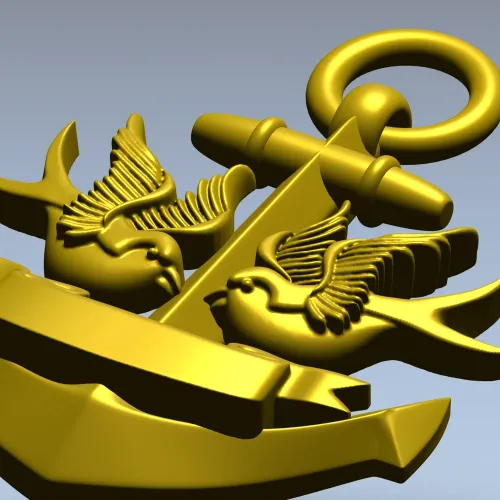 Anchor with Swallows - STL 3D model for CNC