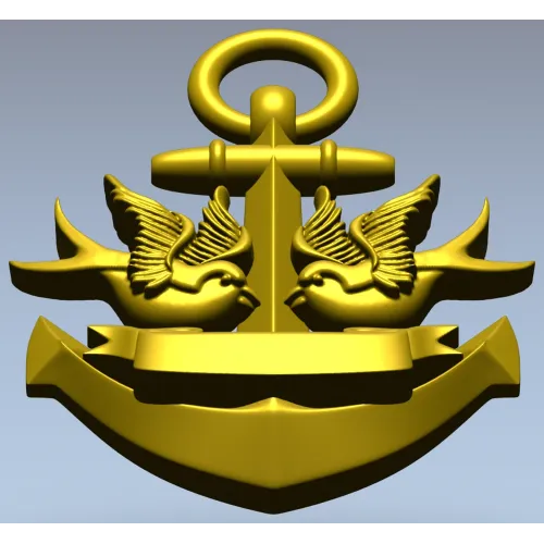 Anchor with Swallows - STL 3D model for CNC