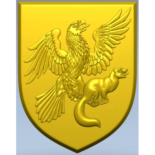 Heraldic Eagle and Marten Shield - high-relief STL 3D model for CNC
