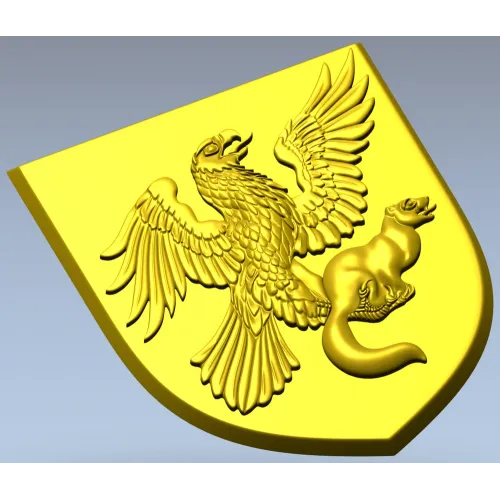 Heraldic Eagle and Marten Shield - high-relief STL 3D model for CNC