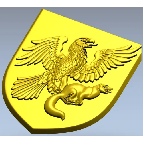 Heraldic Eagle and Marten Shield - high-relief STL 3D model for CNC