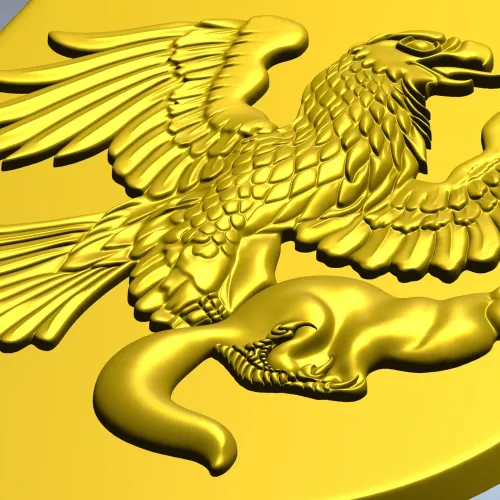 Heraldic Eagle and Marten Shield - high-relief STL 3D model for CNC