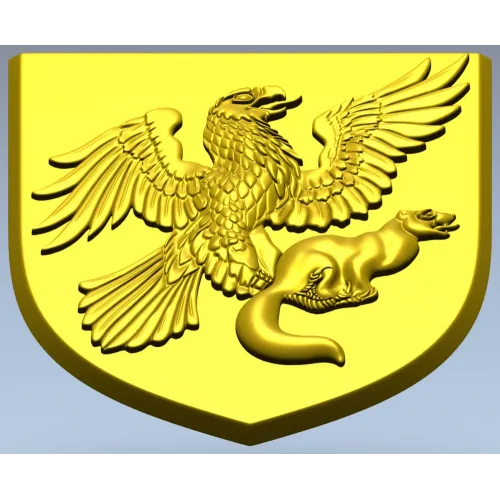 Heraldic Eagle and Marten Shield - high-relief STL 3D model for CNC