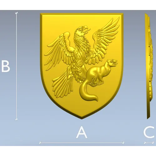 Heraldic Eagle and Marten Shield - high-relief STL 3D model for CNC
