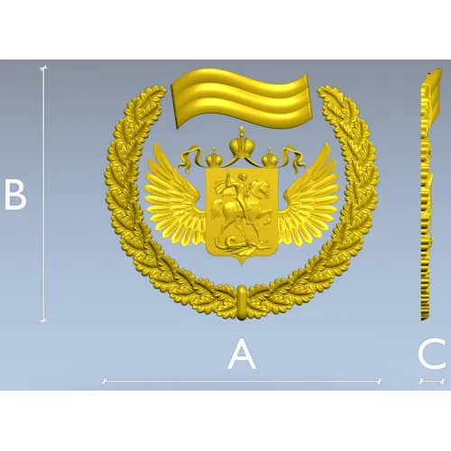 Герб с Георгием в лавровом венке - 3D модель STL для ЧПУ