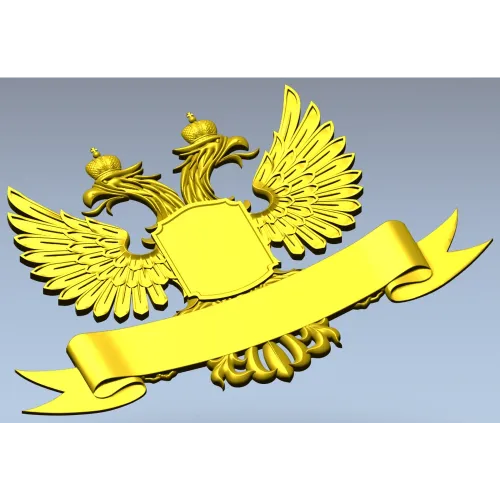 Двуглавый орёл с щитом и лентой - 3D модель STL для ЧПУ