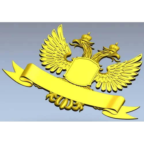 Двуглавый орёл с щитом и лентой - 3D модель STL для ЧПУ