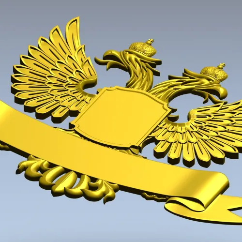Двуглавый орёл с щитом и лентой - 3D модель STL для ЧПУ