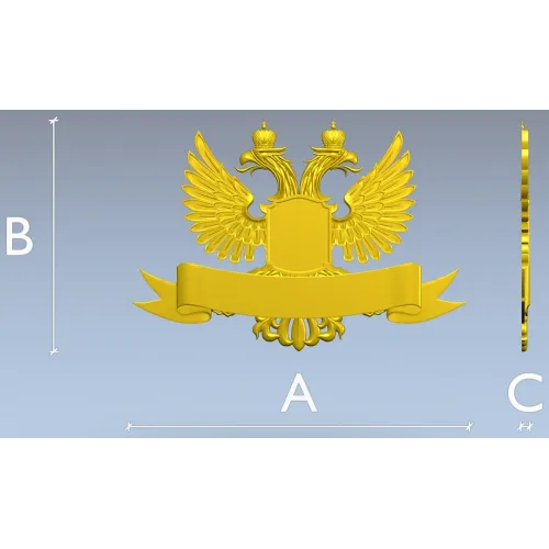 Двуглавый орёл с щитом и лентой - 3D модель STL для ЧПУ