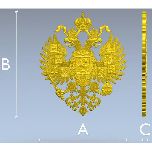 Imperial Russian Double-Headed Eagle STL 3D Model for CNC