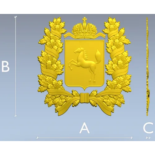 Tomsk Oblast Coat of Arms STL 3D Model for CNC Milling
