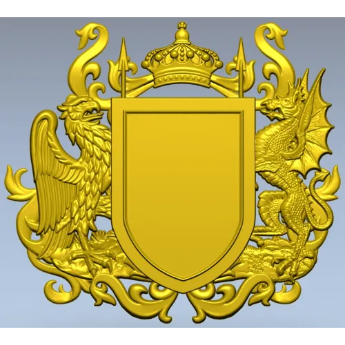 Heraldic Coat of Arms STL - Eagle & Dragon 3D Model for CNC