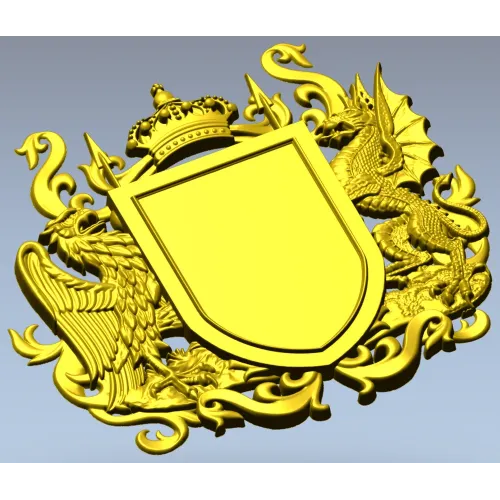 Heraldic Coat of Arms STL - Eagle & Dragon 3D Model for CNC