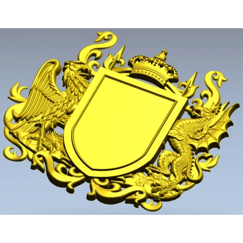 Heraldic Coat of Arms STL - Eagle & Dragon 3D Model for CNC