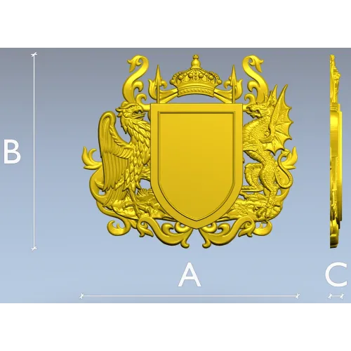 Heraldic Coat of Arms STL - Eagle & Dragon 3D Model for CNC
