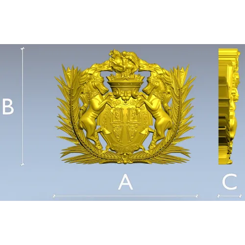 Heraldic Crest 3D STL for CNC - Ornate Coat of Arms
