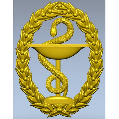 Hygieia medical emblem 3D STL for CNC