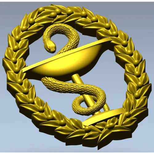 Hygieia medical emblem 3D STL for CNC