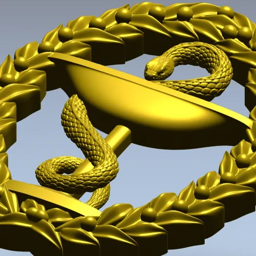 Hygieia medical emblem 3D STL for CNC