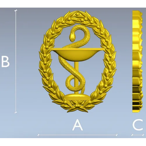 Hygieia medical emblem 3D STL for CNC