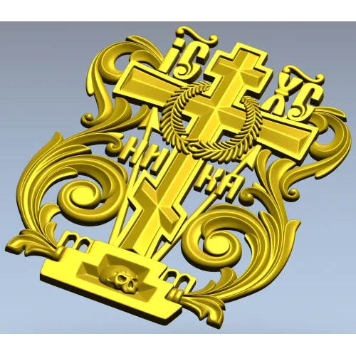 Golgotha Acanthus Cross - STL 3D Model for CNC