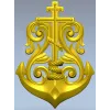 Крест-якорь в барочном стиле - STL модель для ЧПУ