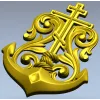 Крест-якорь в барочном стиле - STL модель для ЧПУ