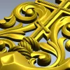 Крест-якорь в барочном стиле - STL модель для ЧПУ