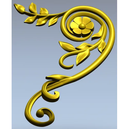 Spiral Floral Corner STL for CNC Milling