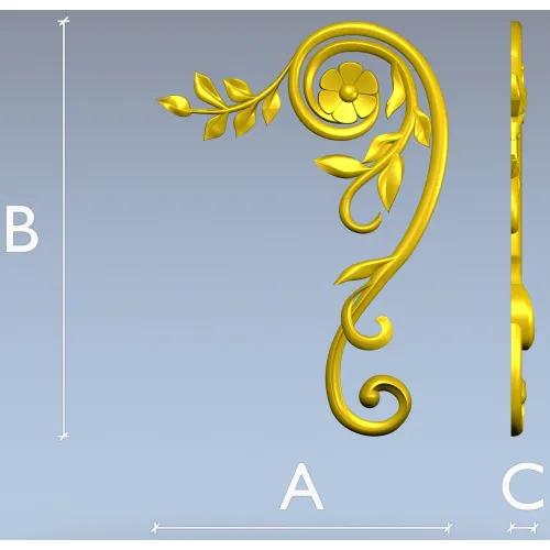Spiral Floral Corner STL for CNC Milling