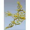 Rococo Floral Corner STL for CNC Carving