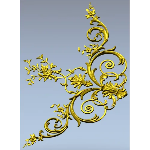 Rococo Floral Corner STL for CNC Carving