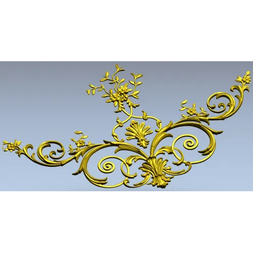 Rococo Floral Corner STL for CNC Carving