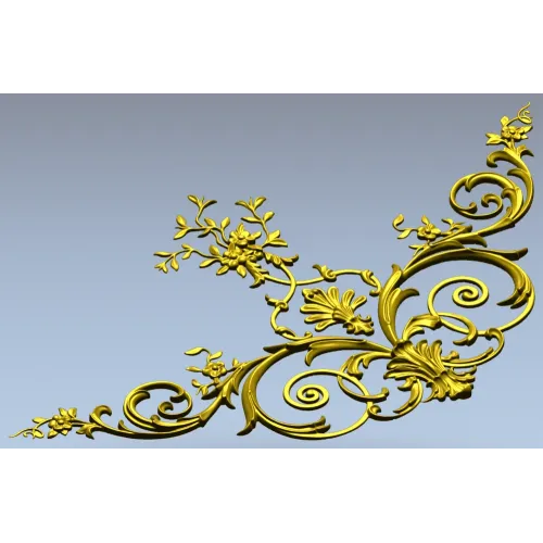 Rococo Floral Corner STL for CNC Carving