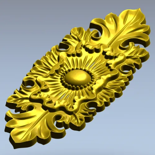 Gilded Acanthus Rosette Decorative Plaque STL