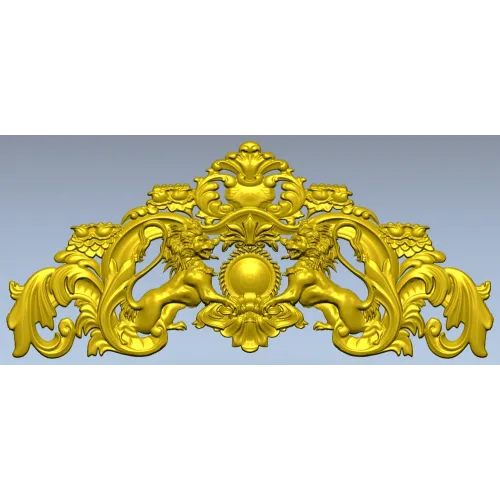 Baroque Twin-Lion Cartouche - STL model for CNC