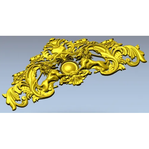 Baroque Twin-Lion Cartouche - STL model for CNC