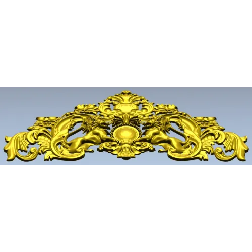 Baroque Twin-Lion Cartouche - STL model for CNC