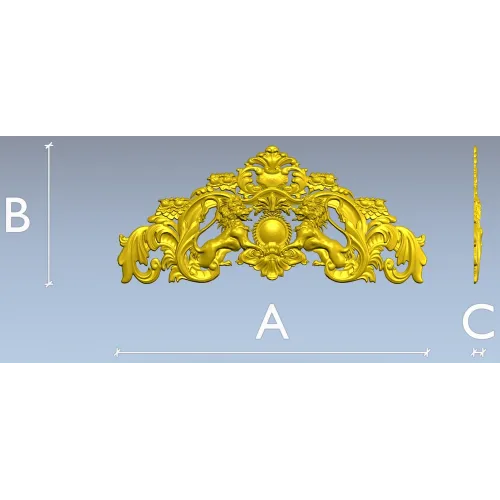 Baroque Twin-Lion Cartouche - STL model for CNC