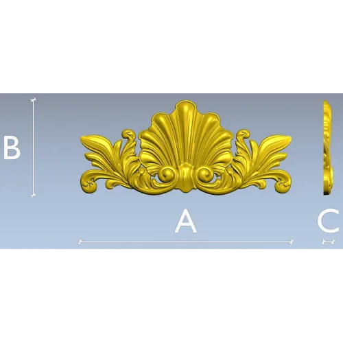 Shell & Acanthus Central Ornament - 3D STL for CNC