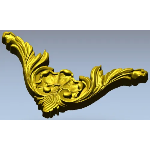 Рокайльный угловой декор STL для ЧПУ - флоральный картуш