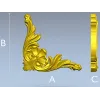 Рокайльный угловой декор STL для ЧПУ - флоральный картуш