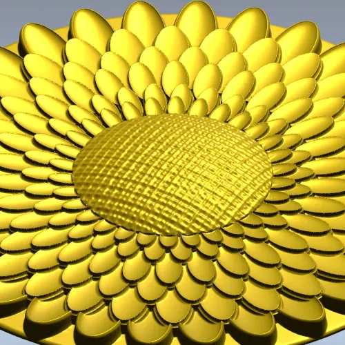 Sunflower Rosette - High-Relief STL 3D Model for CNC