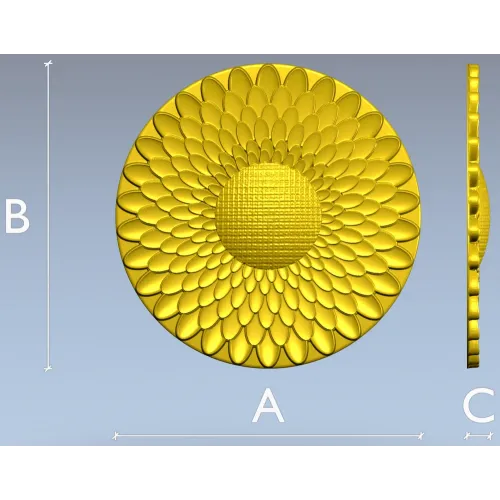 Sunflower Rosette - High-Relief STL 3D Model for CNC