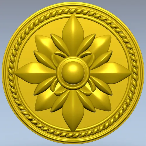 Regal Fleur Rosette - decorative round rosette STL for CNC milling