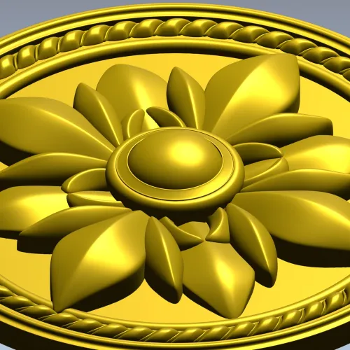 Regal Fleur Rosette - decorative round rosette STL for CNC milling
